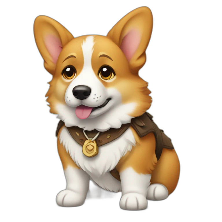 Sad corgi wearing lederhosen emoji
