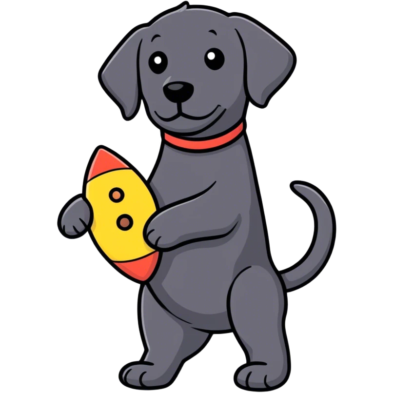 Black Labrador with toy emoji