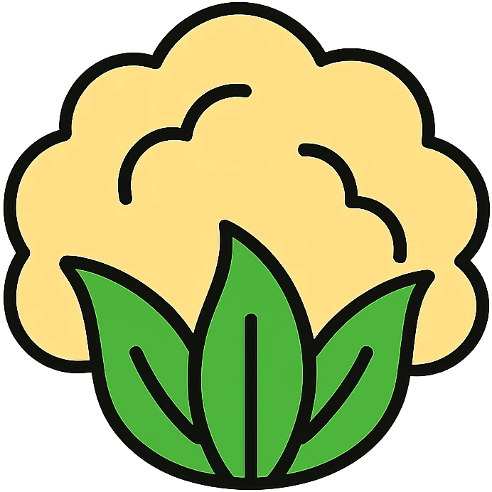 stylized cauliflower, simple and friendly, icon-like emoji