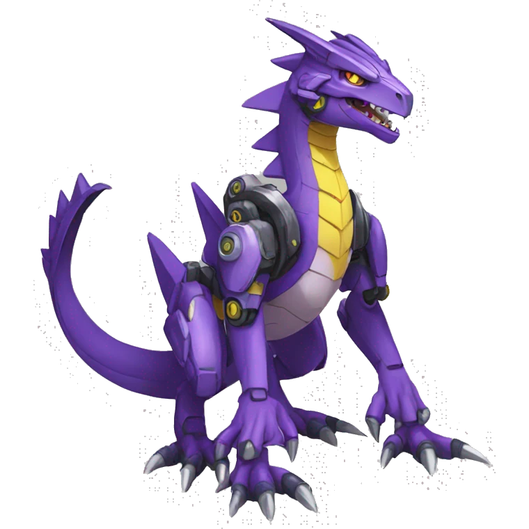  Cool Edgy Purple Yellow Digimon-Fakemon-Raptor-Dragon-Mecha full body emoji