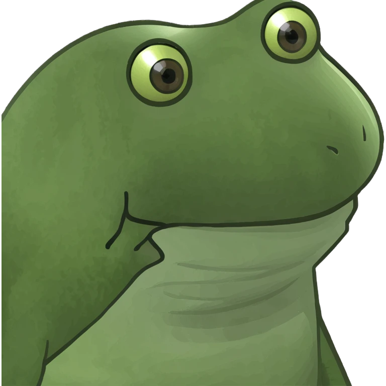 Looking up frog  emoji