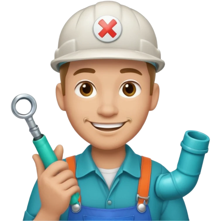 plumber holding a turquoise pipe, simple and clear emoji