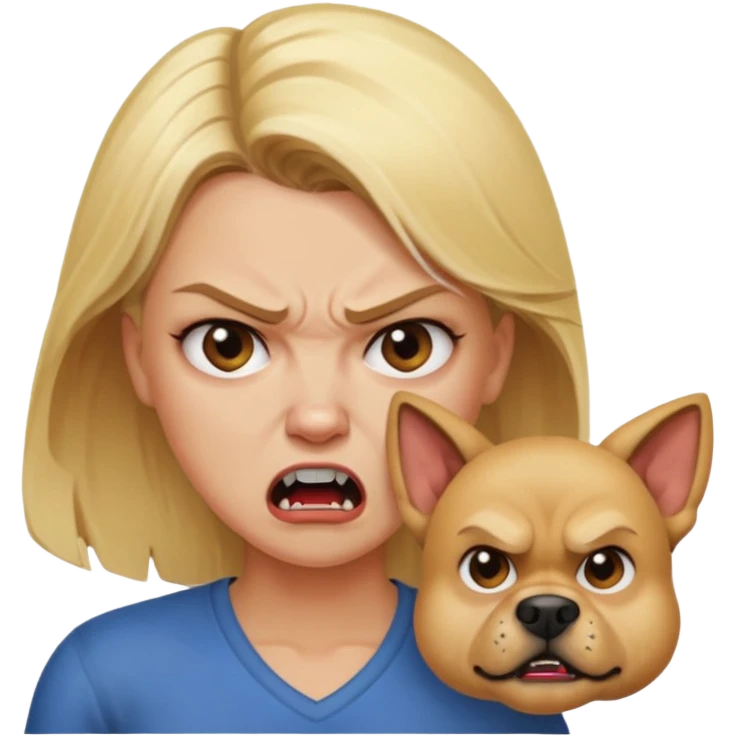 angry blonde women and dog emoji