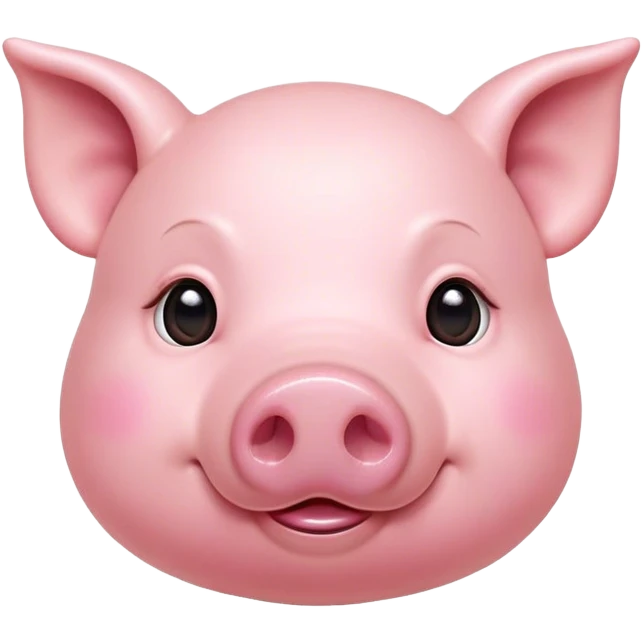 Cinematic Cute Pig Portrait Emoji, Head tilted playfully and inquisitively, featuring a glossy rosy-pink hide with a cute snout and a subtle natural sheen, round, sparkling beady eyes filled with curiosity, Simplified yet irresistibly adorable features, highly detailed, glowing with a warm, friendly glow, high shine, affectionate and lively, stylized with a touch of farmyard whimsy, bright and endearing, soft glowing outline, capturing the essence of a mischievous yet loving pig, so playful it feels like it could oink out of the screen and into your arms! emoji