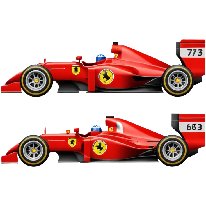 side view of a simplified bright red Ferrari Formula 1 car from the 2000s, emoji style emoji
