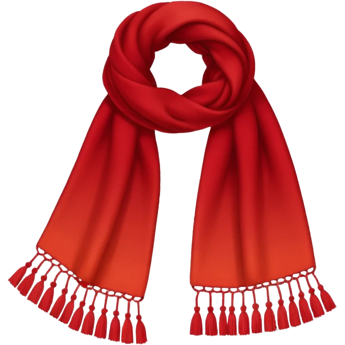 Realistic crimson-sanguine-gradient-red winter scarf isolated. emoji