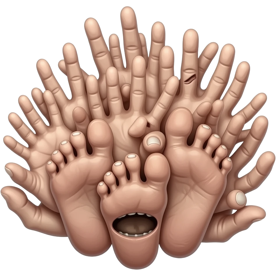 a lot of random fingers and toes creepily mixed together emoji