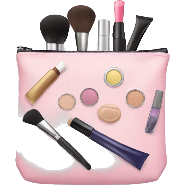 Cosmetic bag with cosmetics emoji