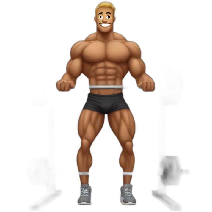 bodybuilder at gym doing pull ups emoji