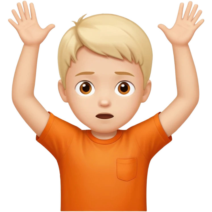 child orange shirt confused arms up why emoji