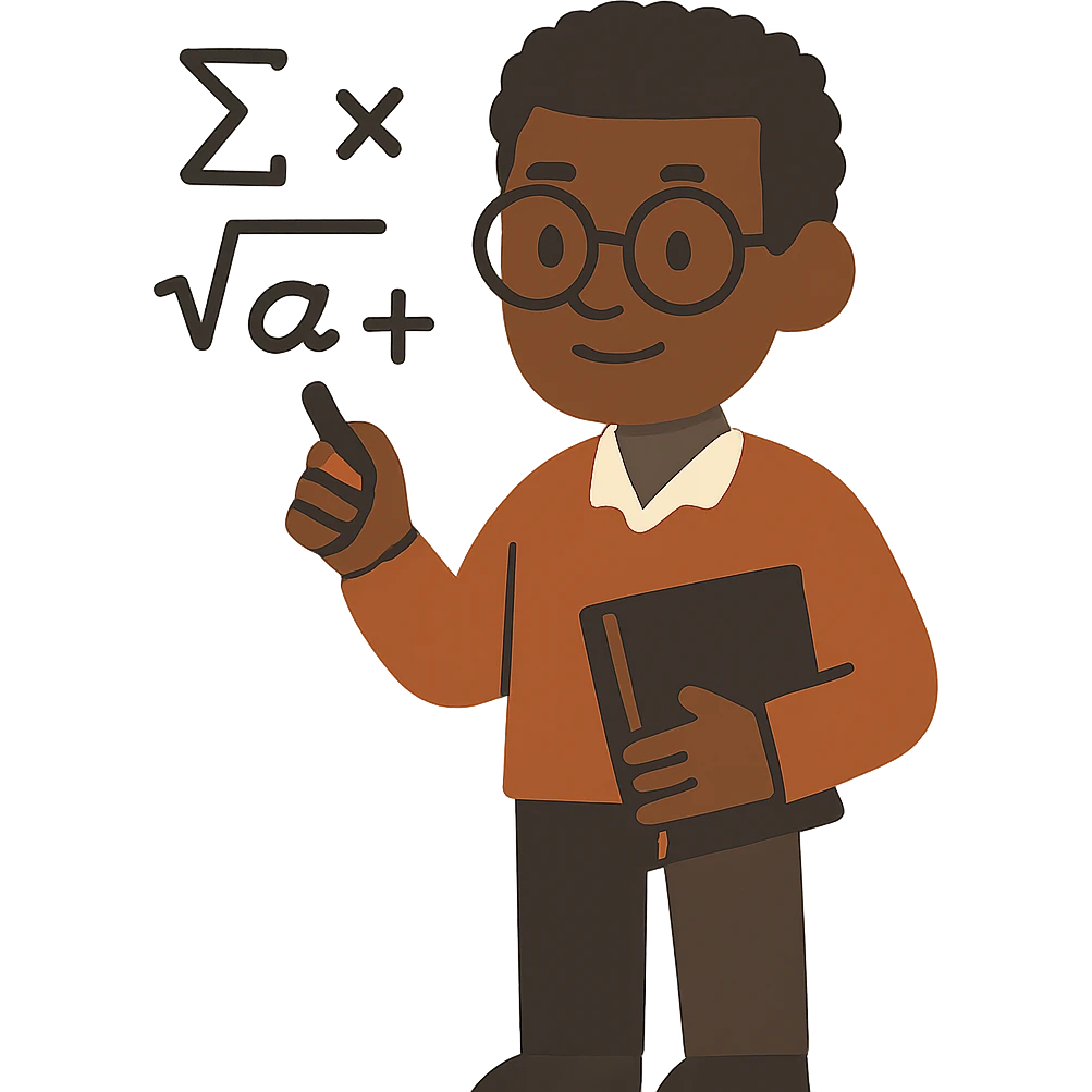 flat toon style black mathematician emoji