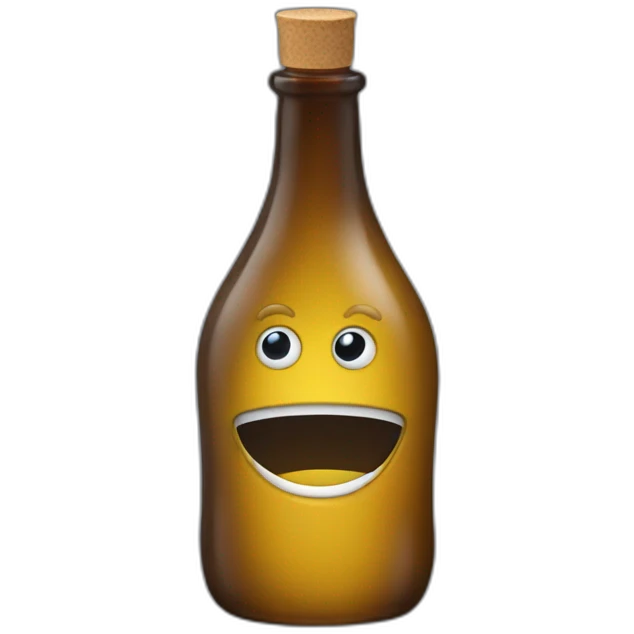 Curvy bottle with eyes emoji