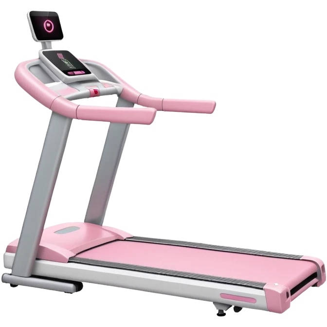 White treadmill with pastel pink LED details, minimal backdrop emoji