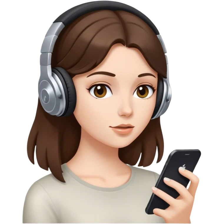 white Girl listening to music  brunette  emoji
