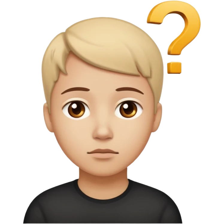 Una persona pensativa, con un signo de interrogación arriba de la cabeza emoji