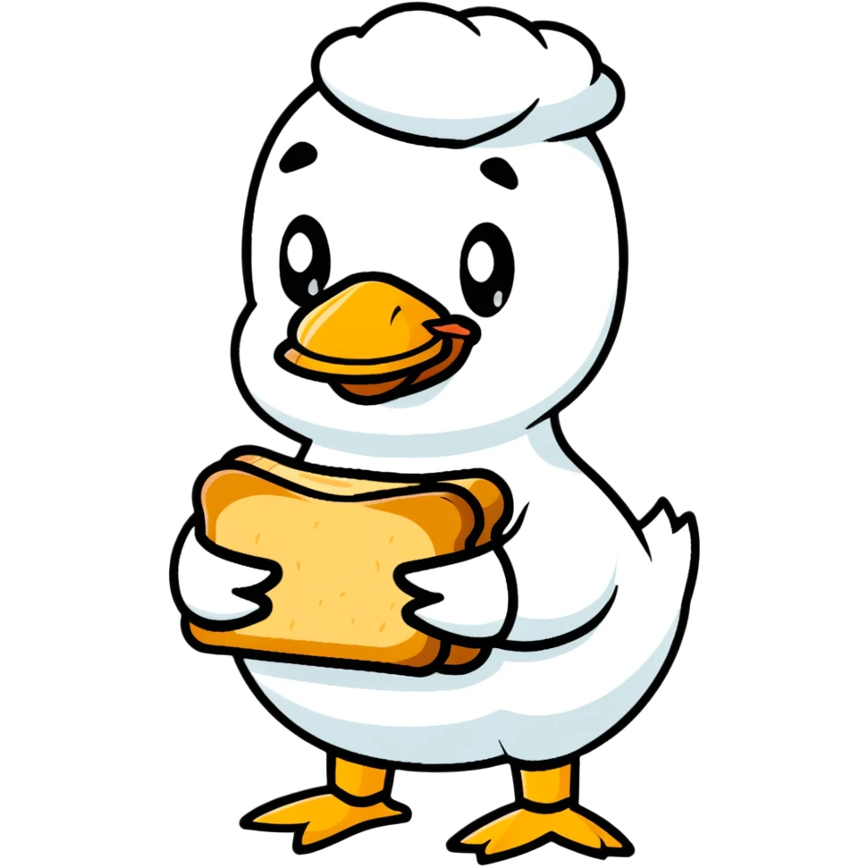 duck holding a bread loaf emoji