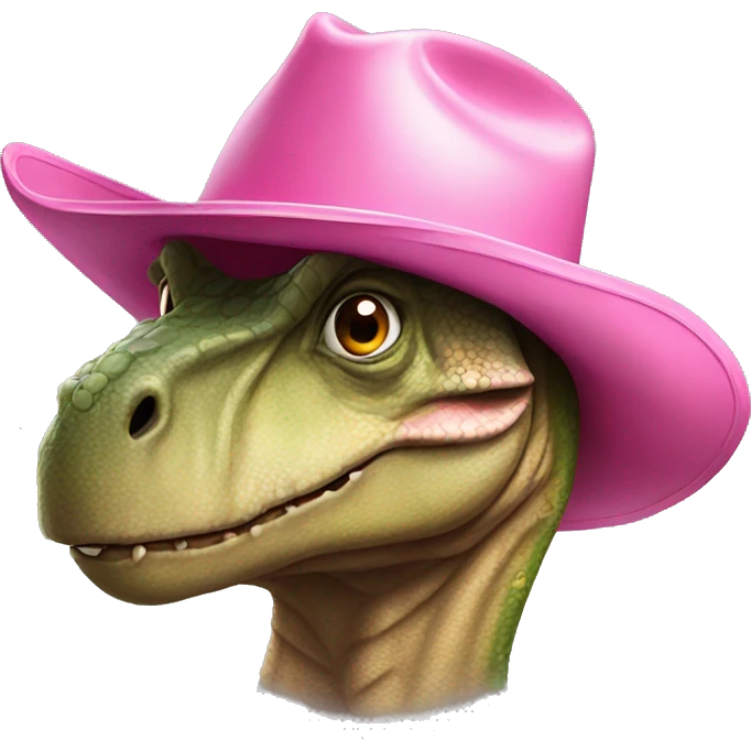 Dinosaur wearing pink cowboy hat emoji