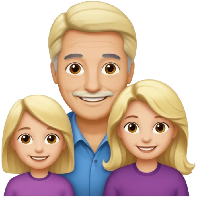 Papá CALVO moreno, hija rizada con pelo largo  y mamá rubia con pelo lacio  pero que NO se abracen emoji