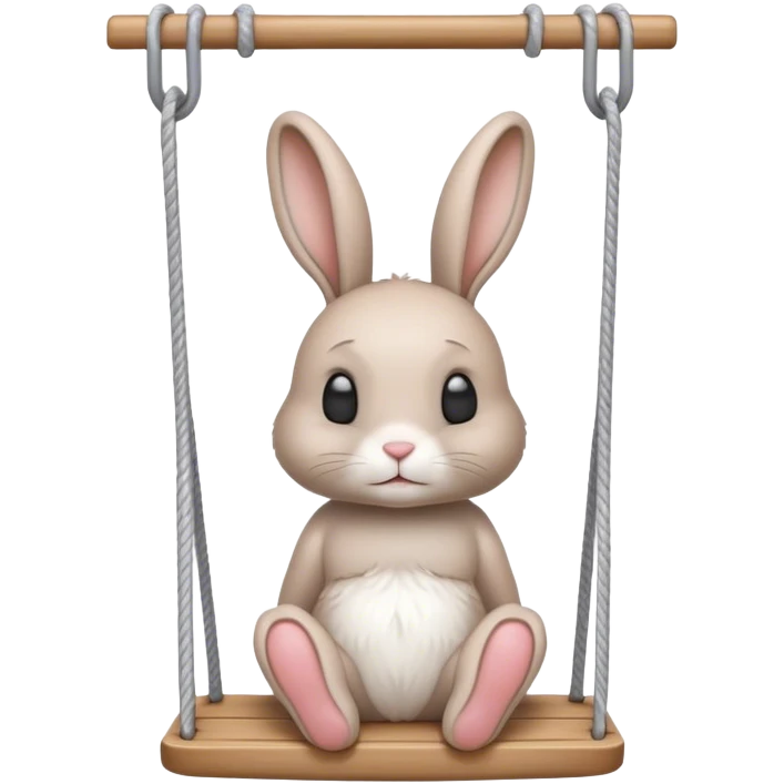 a sad rabbit swinging on swing lightly with head down emoji
