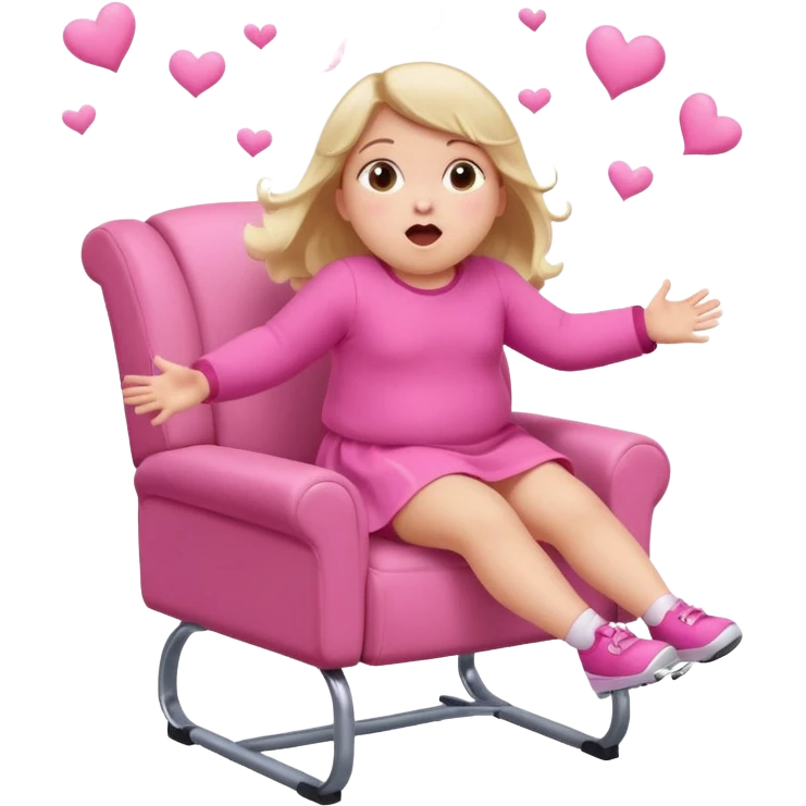 Little Girl fat but not too fat falling off of a chair half in the air chair with pink clothes on standing on chair but fell off emoji