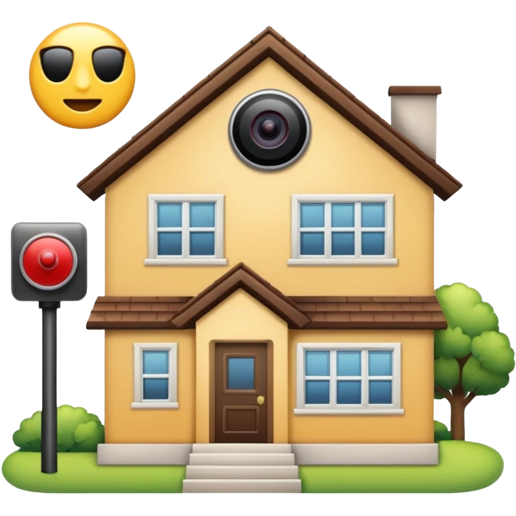House that is beeing secured by a alarm system and camera emoji
