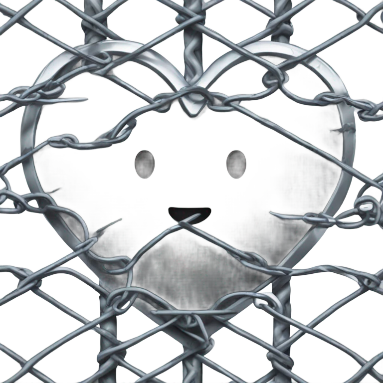 A heart encircled by chain link fence topped with razor wire  emoji