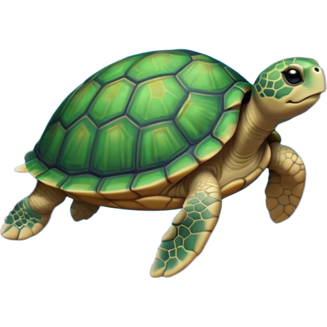 Quasar Turtle emoji – full body, large turtle with a smooth glowing shell shaped like a cosmic quasar, simple light effect in the center of the shell, stars in the shell, no patterns, no aura, slight side angle, no background
 emoji