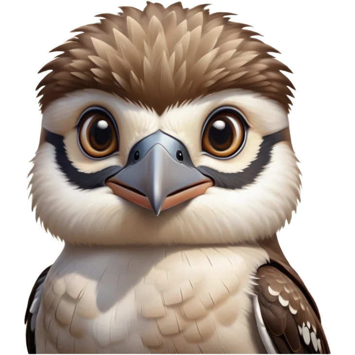 cinematic-cute-kookaburra-portrait-emoji,-head-tilted-playfully-and-inquisitively,-featuring-a-glossy-brown-plumage-with-subtle-cream-accents-and-a-perky,-expressive-beak,-round,-sparkling-large-eyes-filled-with-curious-mirth,-simplified-ye copy 2 emoji