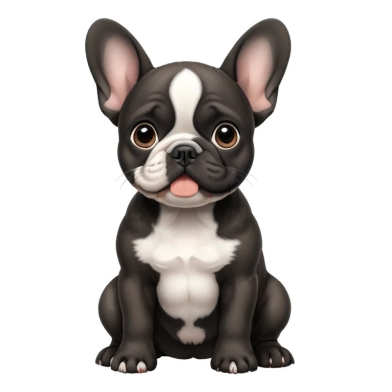 black french bulldog puppy, playful pose, white background emoji