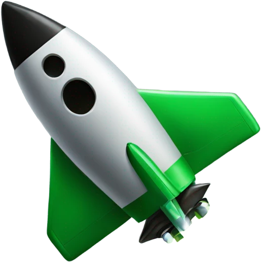 green and black rocket ship emoji