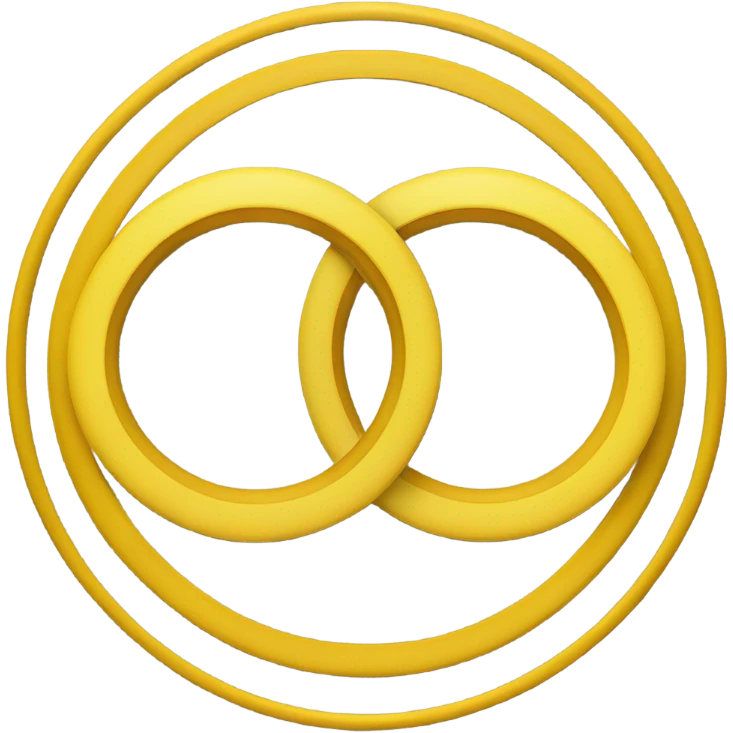 two overlapping circles in a rich yellow color (#FFD700). The circles should be identical in size and overlap by about 30-40% in the center, creating a vesica piscis shape. The design should be clean and minimal with a solid fill emoji