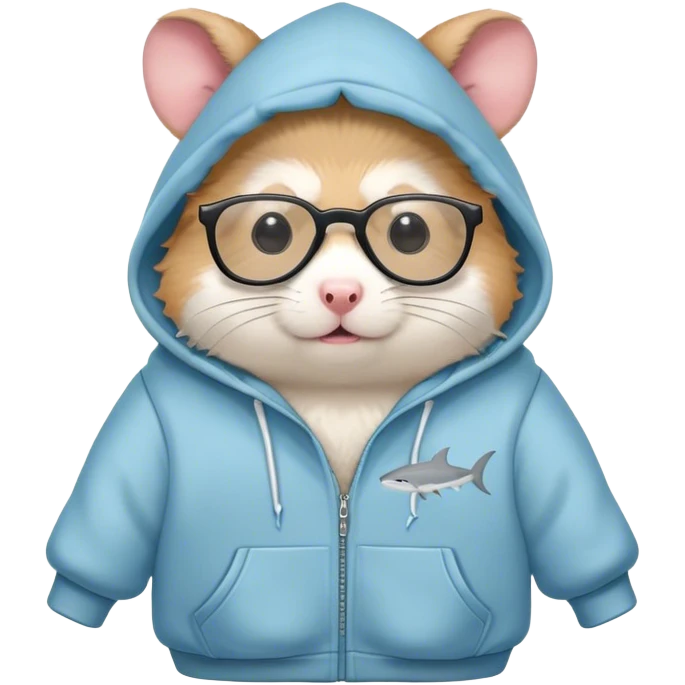 Hamster with glasses and shark hoodie emoji