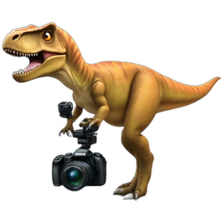 T-rex with camera emoji