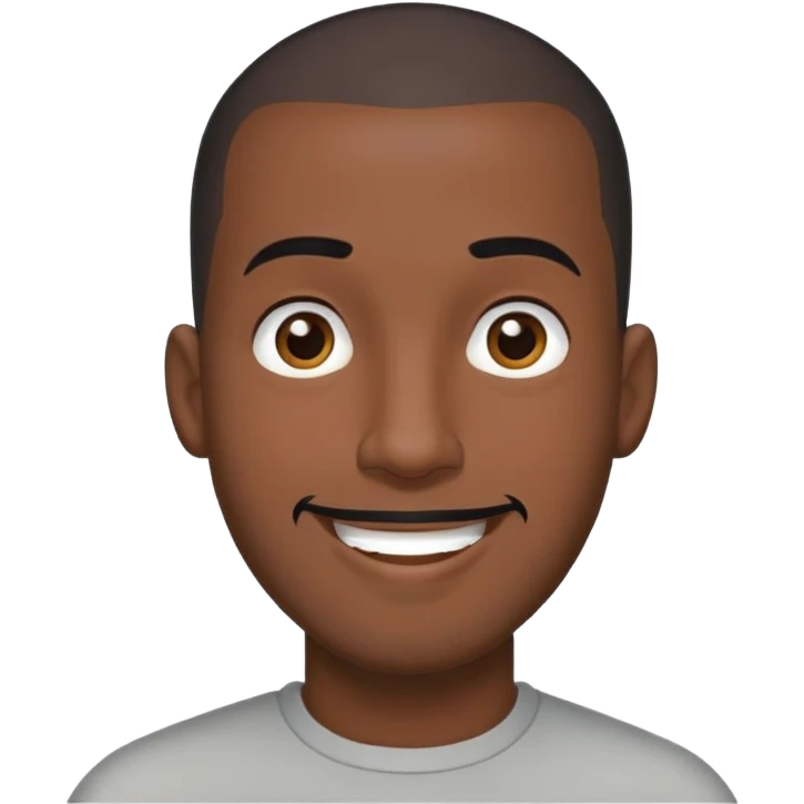 Đàn ông, đầu đinh, mặt dài, da đen cười tươi tóc đen, râu quai nón emoji