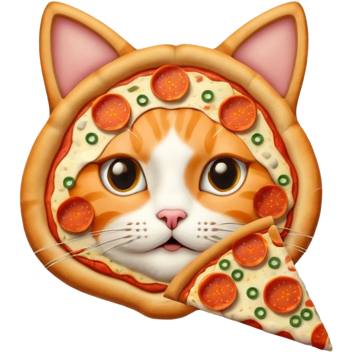 Cat eating a pizza emoji
