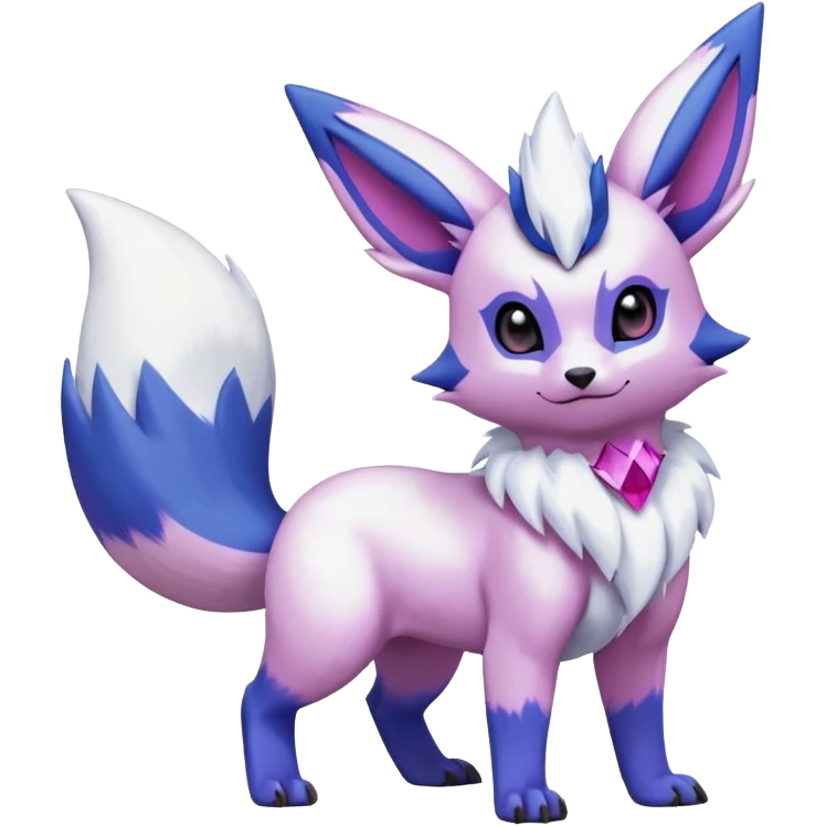 Frosty Albino Shiny White with Violet and Indigo and pink markings Eevee-Liepard-Zangoose-Pokémon-Digimon-Fakémon-fusion-hybrid-creature emoji