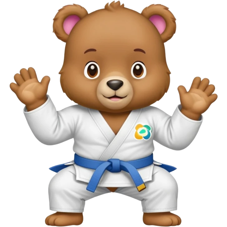 Good luck Care bear wearing a jiu jitsu gi emoji