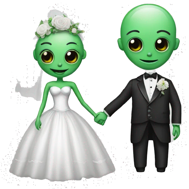 Alien bride and groom emoji