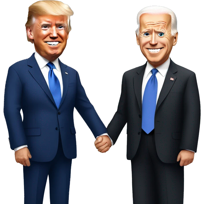 Biden and trump with giant eyes holding hands emoji