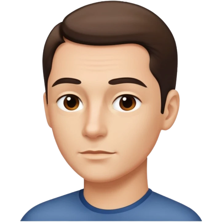 sharp chin lines, hair slicked to the side, emoji