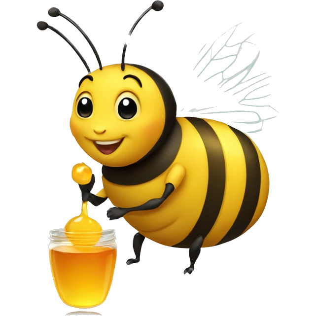 a happy and fat bee drinking honey emoji