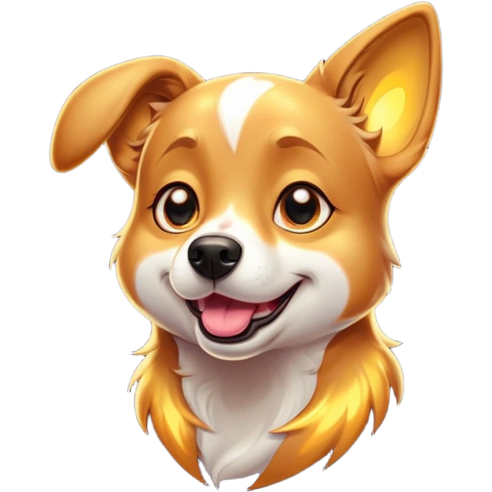 Cinematic Comical Domestic Dog Portrait Emoji, Head tilted dramatically with an exaggeratedly amused expression, featuring a striking coat with a playful glimmer and wide, expressive eyes brimming with humorous disbelief, Simplified yet hilariously expressive features, highly detailed, glowing with a slightly sassy glow, high shine, dramatic yet playful, stylized with an air of cheeky mischief, soft glowing outline, capturing the essence of a spirited and over-the-top dog that looks ready to side-eye its way into internet fame instantly! emoji