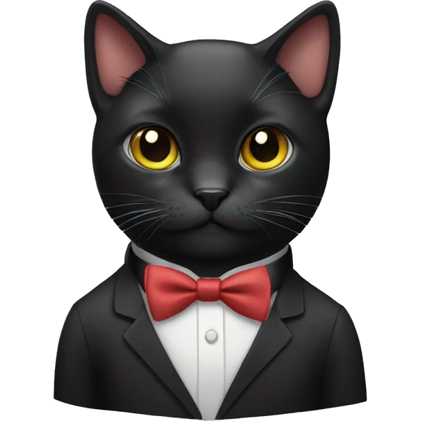 black cat wearing bow tie emoji