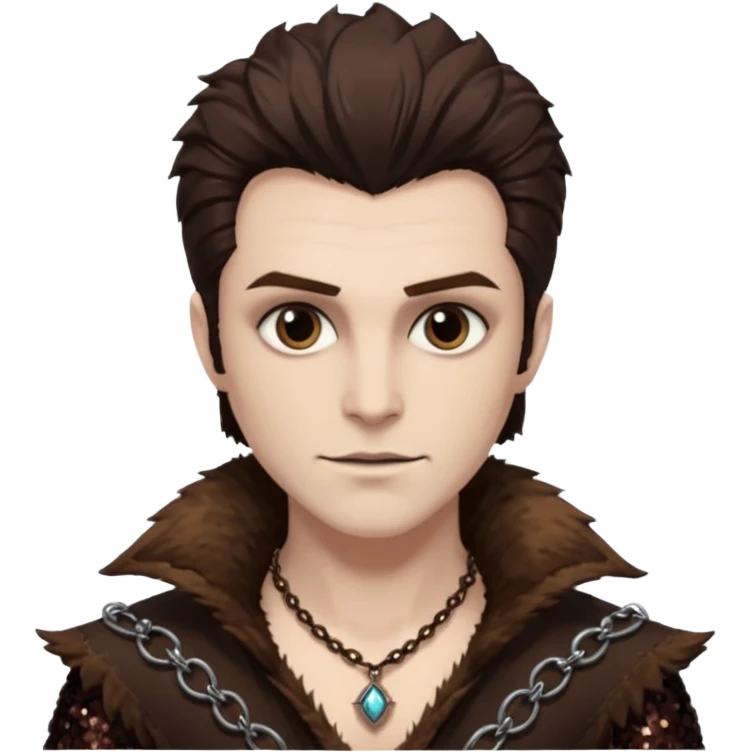 Velkan Valerious from Van Helsing with brown fur, dark brown sequin outfit emoji