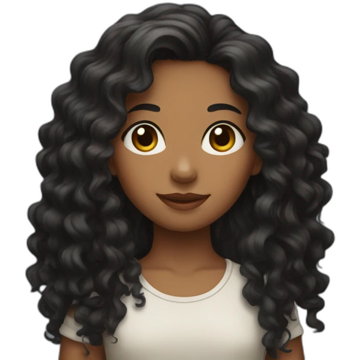 girl with long dark curly hair emoji