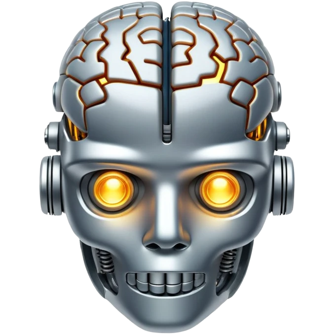 Semi-transparent robot brain with microchips emoji