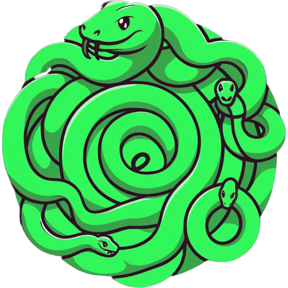 circle of snakes, multiple snakes arranged in a circular pattern emoji