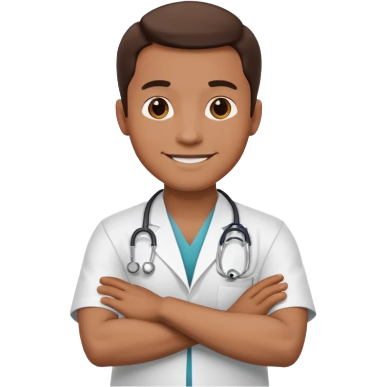 남자 의사가 양팔로 엑스 만드는 이모지 emoji