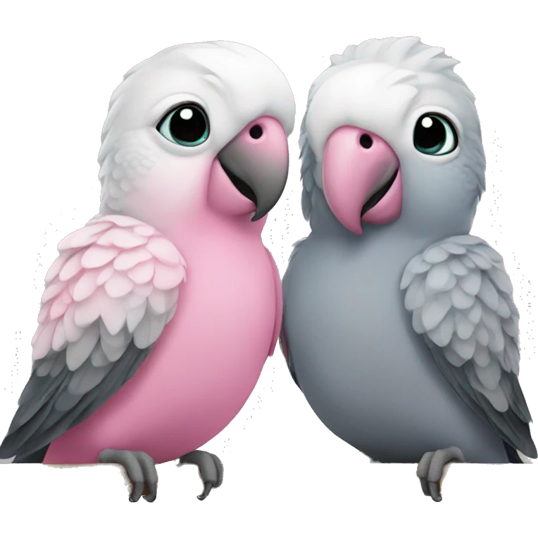 2 Pink and grey parakeets  emoji