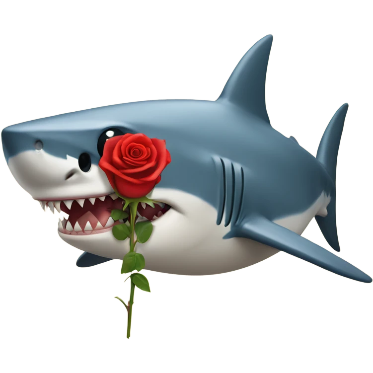 shark holding a red rose emoji